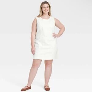 NWT White Sleeveless Denim Mini Dress Size 20